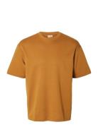 Slhlooseoscar Ss O-Neck Tee Noos Selected Homme Yellow