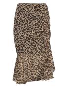 Leopard-Print Skirt With Gathered Detail Mango Black