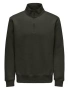 Onsconnor Reg 1/4 Zip Sweat ONLY & SONS Khaki