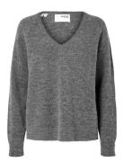 Slflulu New Ls Knit V-Neck B Noos Selected Femme Grey