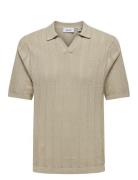 Onslucas Reg 12 Ss Crochet Polo Knit ONLY & SONS Beige