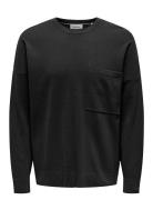 Onslamai Ovz 12 Ls Pocket Crew Knit ONLY & SONS Black