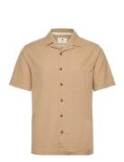 Akleo S/S Seersucker Shirt Anerkjendt Beige