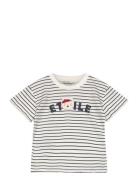 Striped Cotton T-Shirt Mango White