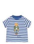 Striped Polo Bear Cotton Jersey Tee Ralph Lauren Baby Blue