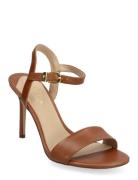 Gwen Burnished Leather Sandal Lauren Ralph Lauren Brown