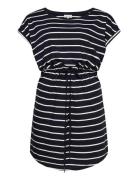 Carapril Ss Knee Dress Stripe Jrs Noos ONLY Carmakoma Blue