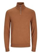 Jjeemil Knit Half Zip Noos Jack & J S Brown