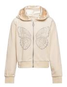 Velour Hoodie With Rhinest S Lindex Cream