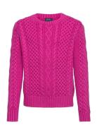 Aran-Knit Cotton Sweater Ralph Lauren Kids Pink