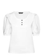 Stretch Cotton Puff-Sleeve Henley Tee Lauren Ralph Lauren White