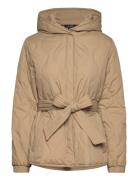 Belted Onion-Quilted Hooded Coat Lauren Ralph Lauren Beige