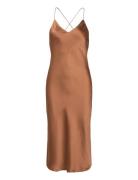 Charmeuse Slip Dress Lauren Ralph Lauren Brown