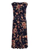 Floral Twist-Front Stretch Jersey Dress Lauren Ralph Lauren Navy