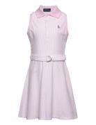 Belted Striped Knit Oxford Polo Dress Ralph Lauren Kids Pink