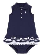 Striped Mesh Polo Dress & Bloomer Ralph Lauren Baby Navy