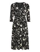 Floral Surplice Jersey Dress Lauren Ralph Lauren Black