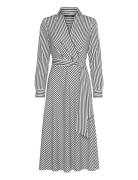 Striped Surplice Crepe Midi Dress Lauren Ralph Lauren Black