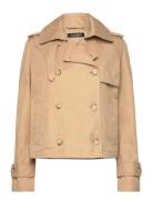 Short Double-Breasted Twill Trench Coat Lauren Ralph Lauren Beige