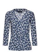 Floral Stretch Jersey Top Lauren Ralph Lauren Blue