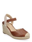 Pearle Ii Leather & Canvas Espadrille Lauren Ralph Lauren Brown