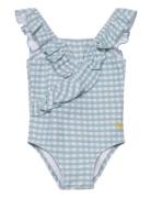 Baby Vichy Ruffle Swimsuit Bobo Choses Blue