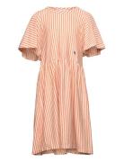 Vertical Stripes Ruffle Sleeves Dress Bobo Choses Orange