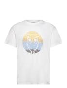 Regular Circled Owl Printed T-Shirt Knowledge Cotton Apparel White