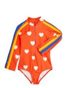 Hearts Aop Ls Uv Swimsuit Mini Rodini Red