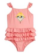 Owl Sp Frill Swimsuit Mini Rodini Pink