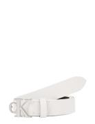 Faceted Round Buckle Belt 2.0 Calvin Klein White