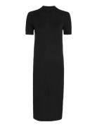 Merino Wool Mock-Nk Knee Dress Calvin Klein Black