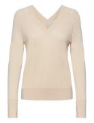 Merino Wool Double V-Nk Sweater Calvin Klein Beige