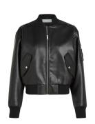 Faux Leather Bomber Jacket Calvin Klein Jeans Black