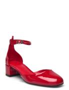 Patent Leather-Effect Heeled Shoes Mango Red