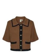 Yaskloma Ss Knit Cardigan S. YAS Brown