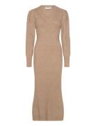 Vmangalina Ls V-Neck 7/8 Knit Dress Vma Vero Moda Beige