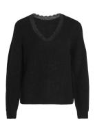 Vilou Rev V-Neck L/S Lace Knit Top -Noos Vila Black