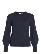 Viava L/S O-Neck Knit Pullover - Noos Vila Navy