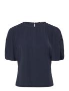 Carmen Crepe Flare Sleeve Top French Connection Navy