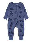 Bamboo Two Way Zip Pyjamas Blue Astronaut Geggamoja Blue