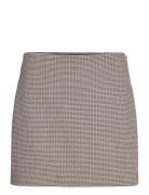 Houndstooth Miniskirt Mango Brown