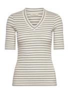 Dagnaiw Striped V-Neck Mix Ss InWear Grey