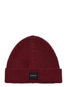 Unisex. Cotton Rib Knit Beanie GANT Burgundy