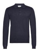 Long Sleeve Knitted Poloshirt Lindbergh Navy