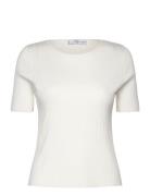 Short-Sleeved Fine-Knit T-Shirt Mango Cream