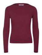 Long-Sleeved Knitted T-Shirt Mango Burgundy