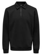 Onsceres 1/4 Zip Sweat Polo ONLY & SONS Black