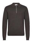 Ecovero L/S Zip Polo Lindbergh Brown