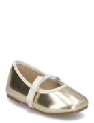 Metallic Strip Ballerinas Mango Gold